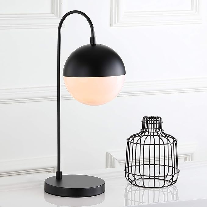 SAFAVIEH Lighting Collection Cappi Black Table Lamp with USB Charging Port (LED Bulb Included)