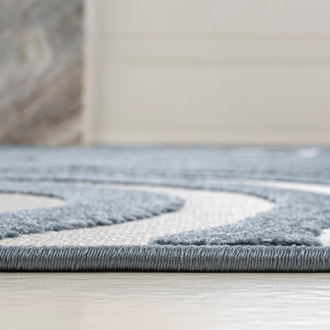 JONATHAN Y Maribo High-Low Abstract Striped Dark Blue/Cream 4x6 Indoor/Outdoor Area Rug for Patio, Backyard, Living Room, Bedroom, Office, Hose-Washable (SCN103E-4)
