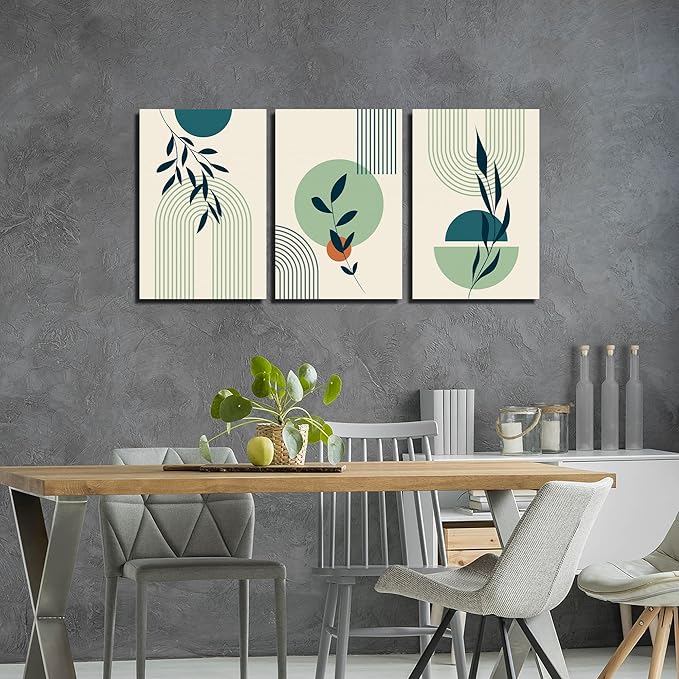 ZHAOSHOP Boho Artwork for Walls Bedroom Green Plants Prints Wall Art for Living Room 3 Piece Minimalism Picture Wall Decor Size 16 x 24 Inch