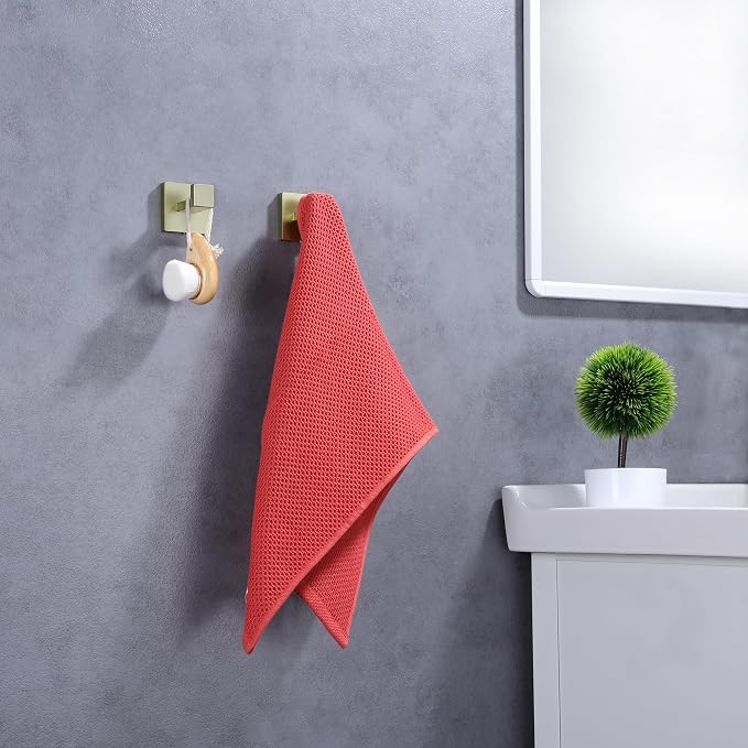 LANC Gold Towel Hooks for Bathroom Wall Hooks, 2-Pack Heavy Duty Coat Hooks, Hand Towel Hangers,Robe Hooks,Wall Hooks, SUS304 Stainless Steel Wall Mounted, Brushed Gold, A8805BG-P2