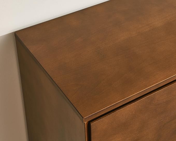 LKTART 47.3" Mid Century Modern Sideboard Buffet Cabinet with Solid Wood Frame&Legs,Accent Storage Cabinet with 2 Doors and 3 Drawers for Kitchen,Entryway,Walnut