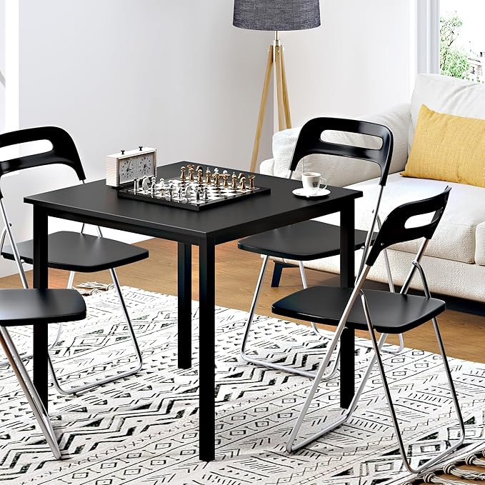 Need Small Square Dining Table- 31-1/2'' Sturdy and Heavy Duty Writing Desk for Small Spaces and Writing Table Desk Breakroom Table, Black Color
