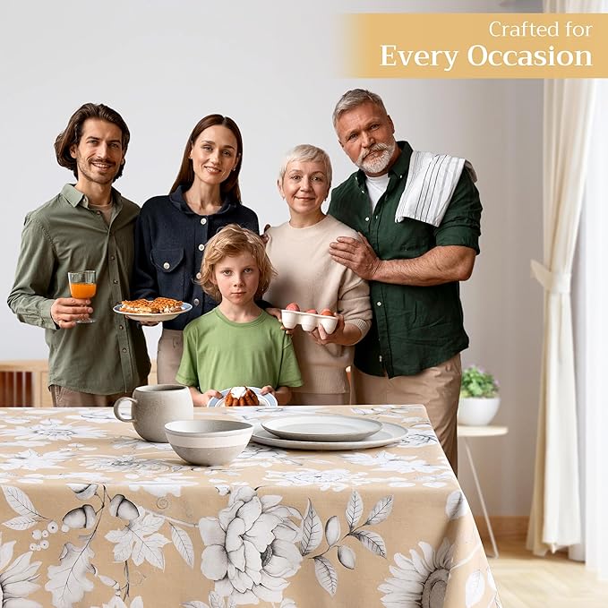Maison d' Hermine Table Cloth Rectangle Table 100% Cotton 60 x 108 Inches Fall Tablecloth Reusable Everyday Use for Thanksgiving Christmas Decorations Dining Farmhouse Party (Pretty Autumn)
