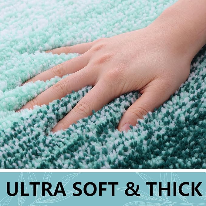 Arotive Microfiber Bathroom Rugs, Shaggy Soft and Absorbent Bath Rug, Non-Slip, Thick Plush Machine Washable Dry Bath Mats for Bathroom, Tub and Shower, 30x20, Dark Green, Rectangular