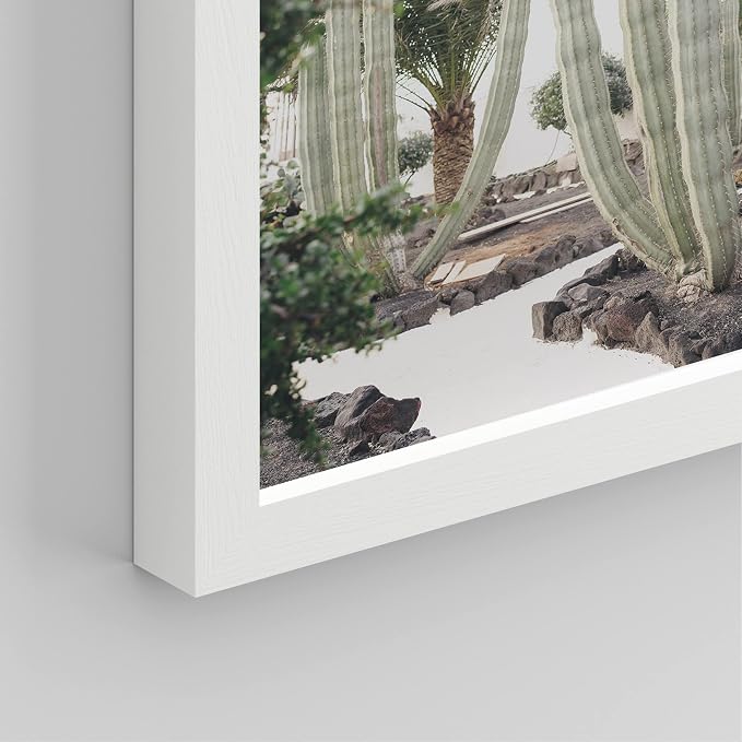 SIGNWIN Framed Cactus Desert Wall Art, Set of 4 Cactus Desert Wall Decor Prints, Nature Wilderness Wall Décor for Living Room, Bedroom - 8"x10"x 4 White