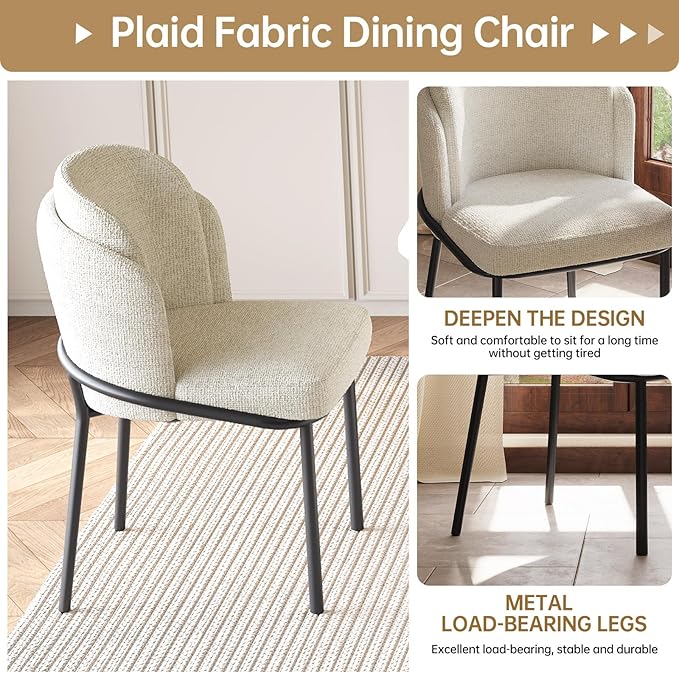 Dining Table Set for 4, 55.11" Rectangular Kitchen Table with 4 Chairs, 5-Piece Dining Set with Spacious Top & Waved Legs for Kitchen, Living Room, Home, Apartment, White