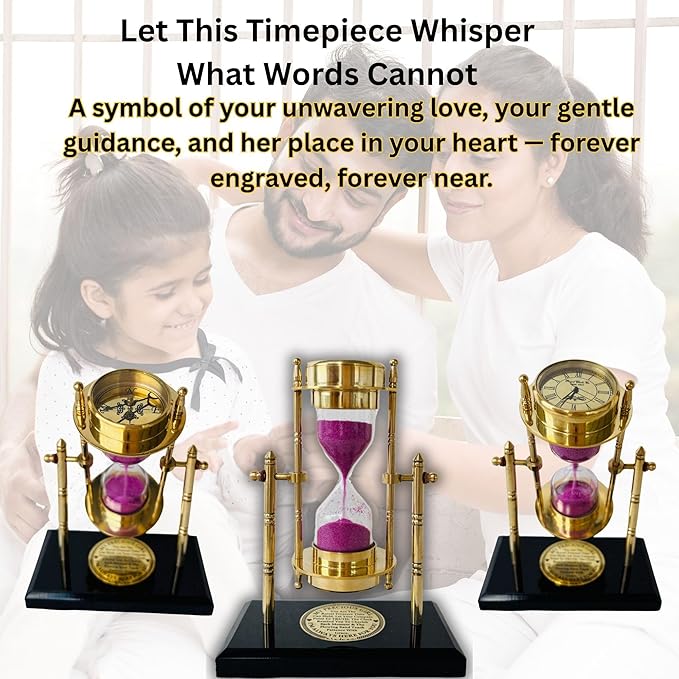 My Precious Girl Gift for her - Brass SandTimer ClockCompass Engraved Quote | Handmade Inspirational Gift for Women & Girls - Shiny Brass Table Top Desk Decor