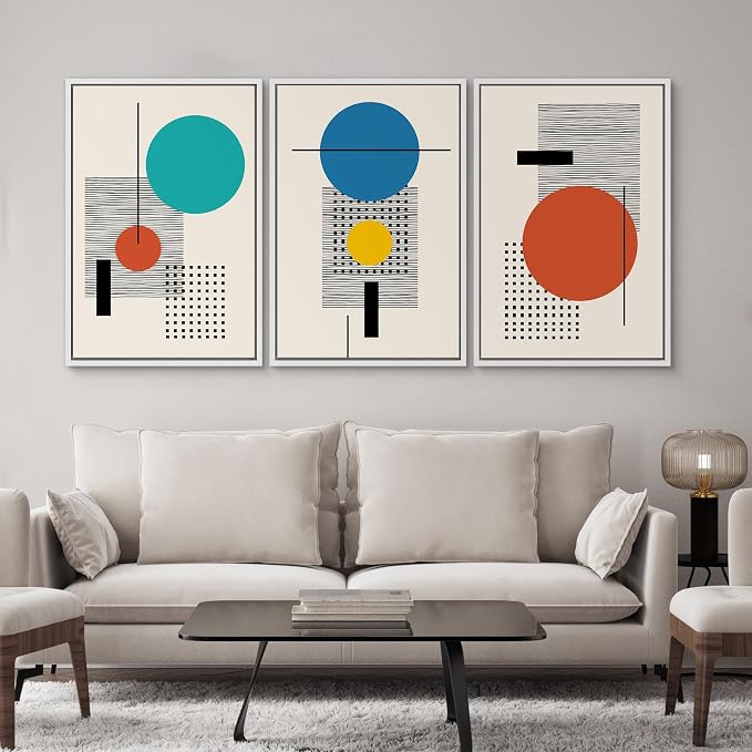 SIGNWIN Framed Canvas Wall Art Colorful Boho Decorative Art Geometric Patterns Illustrations Abstract Bohemian Urban Multicolor Metallic for Home Office - 16"x24"x3 White