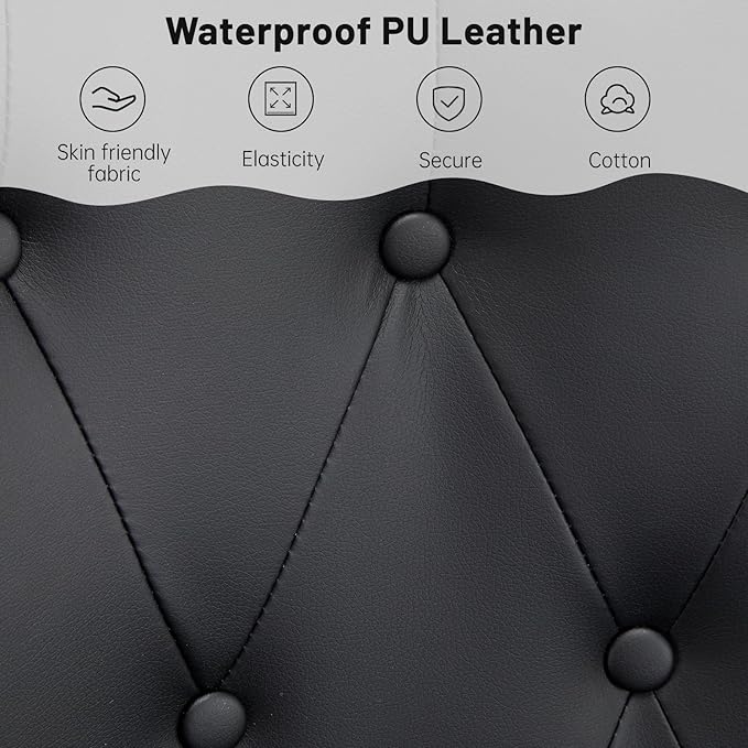 Furniliving PU Leather Accent Chair for Living Room, Upholstered Reading Chair with High Backrest, Tufted-Button Wingback Armchair for Bedroom, Dressing Room, Home Office, Black