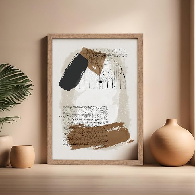 Poster Master Abstract Written Message Poster - Watercolor Print - Note Art - Chic Boho Design - Abstract Illustration - Great Bedroom or Living Room Decor - 16x20 Beige Framed