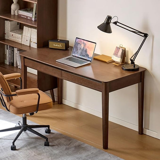 Retro Solid Wood Computer Desk, Office Writing Desk with Storage Drawers for Home Office, Study, Bedroom 47.24" W