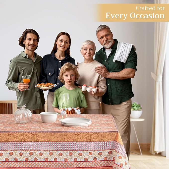 Maison d' Hermine Table Cloth Rectangle Table 100% Cotton 60 x 90 Inches Fall Tablecloth Reusable Everyday Use for Thanksgiving Christmas Decorations Dining Farmhouse Party (Harvest Festival)