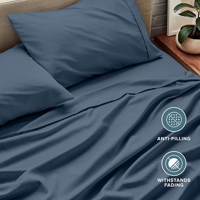 Bare Home King Sheet Set - 1800 Ultra-Soft Microfiber King Bed Sheets - Double Brushed - Deep Pockets - Easy Fit - 4 Piece Set - Bedding Sheets & Pillowcases (King, Bering Sea)