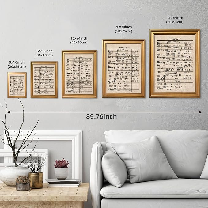 Framed Vintage Library Date Due Wall Art Retro Book Stamp Poster Reading Nook Art Print Nostalgic Booklish Canvas Painting Literary Card Wall Hanging Aesthetic Home Decor 8x10inch