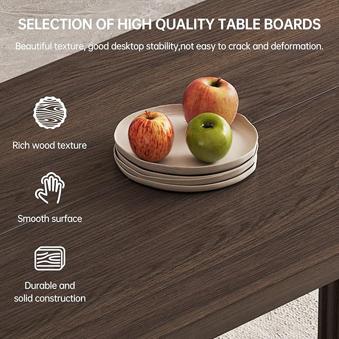 66.93" Mid-Century Modern Dining Table Set for 4, Rectangular Kitchen Table with 4 Chairs with Sturdy Legs, Farmhouse 5-Piece Dining Set with Sturdy Legs for Kitchen, Living Room, Brown