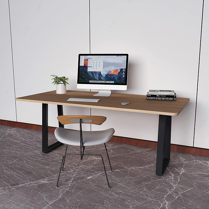 Metal Table Legs Desk Legs, Heavy Duty Square Tube Iron Desk Legs, DIY Furniture Legs for Dining Table, Coffee Table, Computer Desk, Workbench, Meeting Room Table, Set of 2, Black (U)