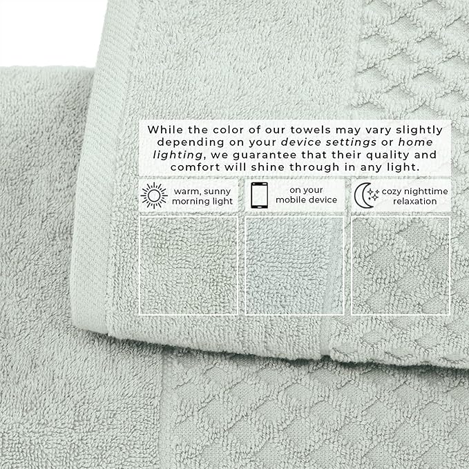 Great Bay Home Bath Towels - 100% Cotton 6 Piece Towel Set - Diamond Waffle Weave - Absorbent, Durable, Quick-Dry Towels for Bathroom (Pastel Blue)