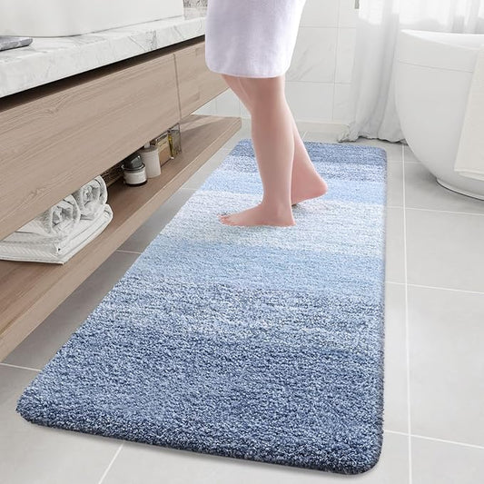 Arotive Microfiber Bathroom Rugs, Shaggy Soft and Absorbent Bath Rug, Non-Slip, Thick Plush Machine Washable Dry Bath Mats for Bathroom, Tub and Shower, 70x24, Light Blue, Rectangular