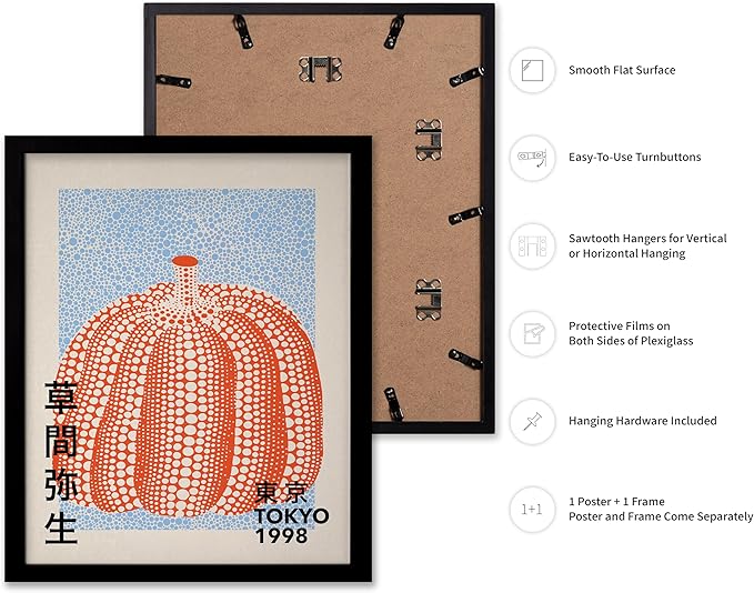 Poster Master Vintage Poster - Pumpkin Forever Print - Tokyo Art - Infinity Dots Art - Chic Gift for Men, Women - Perfect Decor for Living Room, Bedroom, Office, 8x10 Black Framed