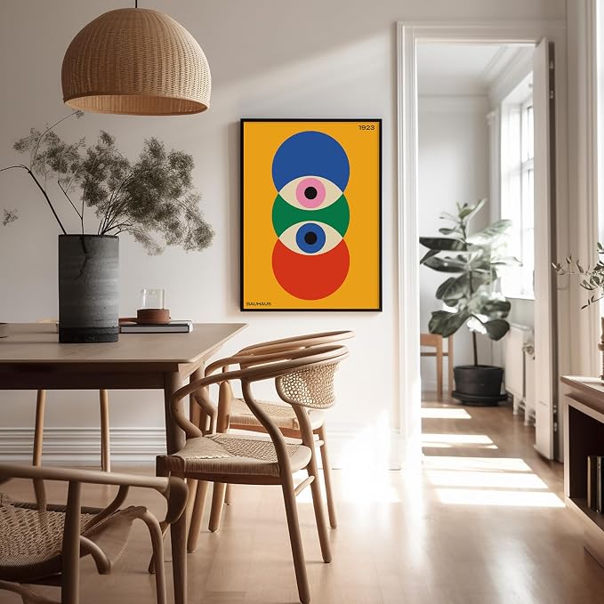 Poster Master Bauhaus Poster - Abstract Eyes Print - Graphic Design - Eye Illustration - Geometric Art - Chic Boho Design - Mid Century Modern Illustration - Living Room or Bedroom Wall Decor - 24x32 UNFRAMED Wall Decor