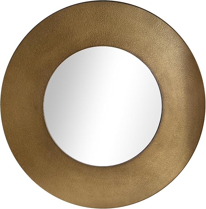 27 Inch Round Wall Vanity Mirror, Vintage Bronze Mirror Metal Frame, Anti-Rust Wall Mounted Mirror Home Decorative for Living Room, Bedroom, Bathroom, Restroom, Farmhouse
