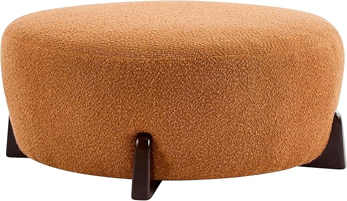 Christopher Knight Home Tatia Modern Bouce Upholstered Ottoman Coffee Table, Multi-Functional Sofa Footrest with Wooden Frame, Extra Seating for Living Room, Bedroom, Entryway, Brown+Pumpkin Orange
