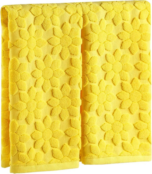 Quera 2 Pack Hand Towels Spring Summer Flower Yellow Sunflower Bathroom Decorative Towels Set for Drying, Cleaning, Cooking, Holiday 13.7'' x 29.5''