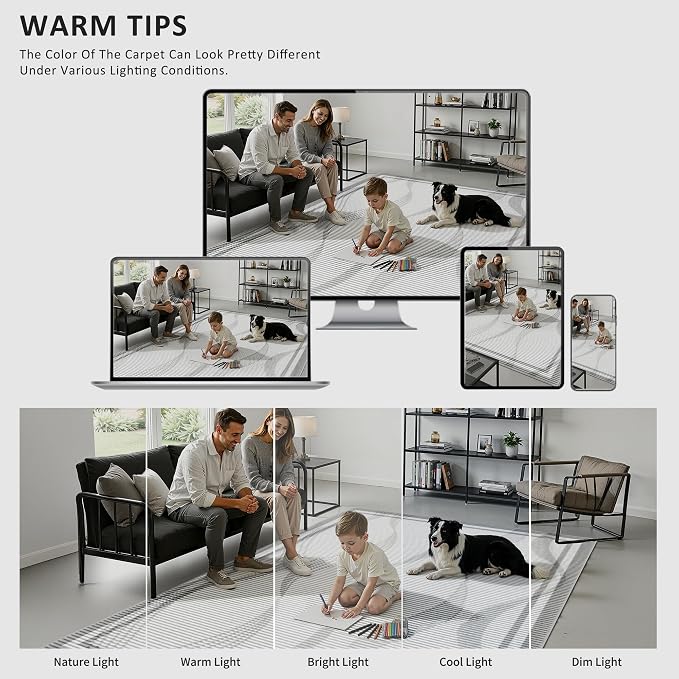 Merelax 6x9 Area Rugs for Living Room - Washable Non-Slip Large Bedroom Rug, Indoor Floor Carpet Low Pile Soft Farmhouse Rug for Dining Room, Mudroom, Modern Aesthetic Geometric Decor, Grey