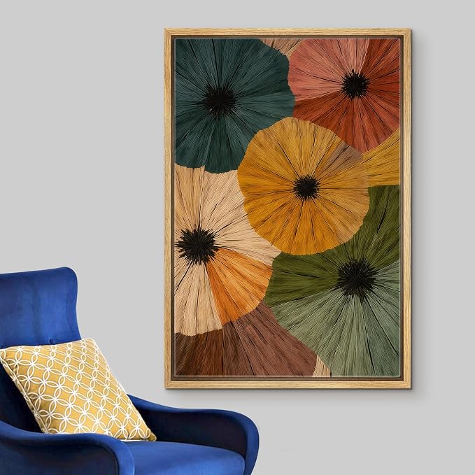 Woodrose Framed Canvas Print Wall Art Bold Floral Composition Earthy Tones Floral Illustrations Modern Art Minimalist 3D Colorful Ultra for Living Room, Bedroom, Office - 24"x36" NATURAL