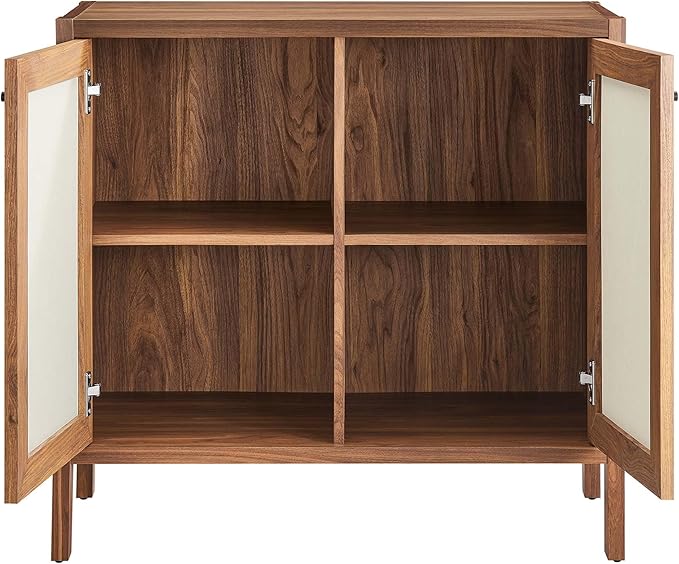 Modway Capri 33 Inch Sideboard Walnut, Hallway or Entryway Storage Cabinet with Doors, Mid-Century Modern Buffet Table or Credenza for Living or Dining Room
