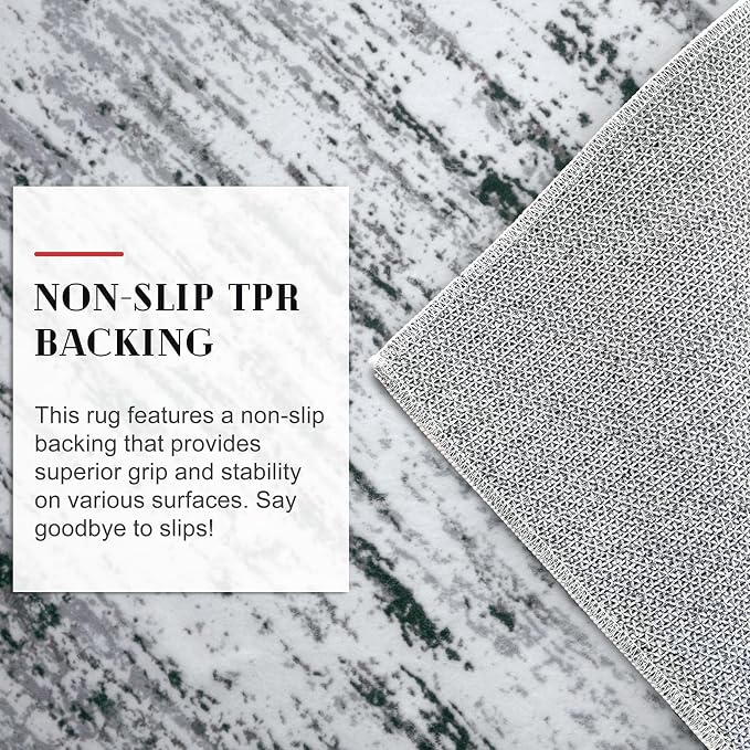 Lansny Modern Abstract Runner Rug 2.6x18, Black Grey White Washable Long Kitchen Runner Non-Slip Soft Hallway Rug Runner Thin Print Faux Wool Carpet for Entryway Bedroom Laundry Room Indoor Home Decor