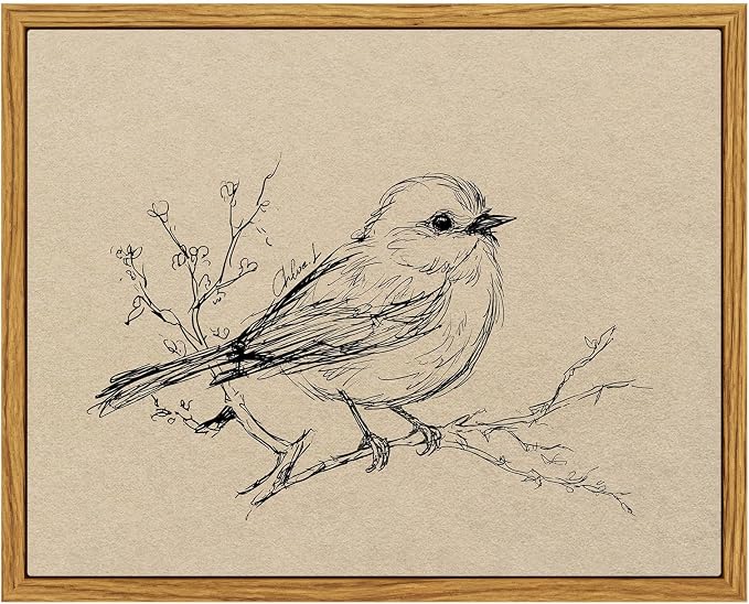 InSimSea Vintage Framed Wall Art Sparrows on branches Canvas Prints, Vintage Home Decor, Print Framed Painting Picture,For Living Room, Study, And Dining Room Wall Decor 10L x 8W