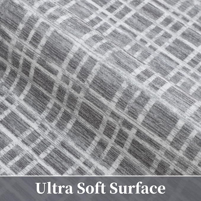 Washable Area Rugs 5x7 Rug for Living Room Modern Large Area Rug for Bedroom Aesthetic Non Slip Throw Rugs Soft Faux Wool Low Pile Stain Resistant Carpet for Dining Room Office Rug 5'x7' Grey