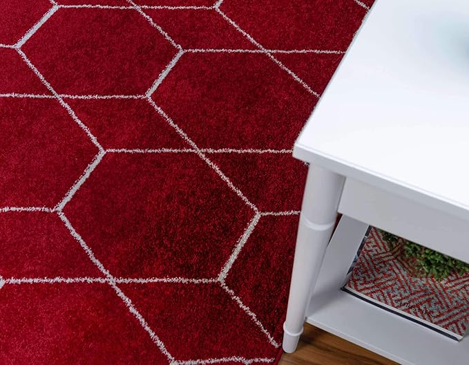 Unique Loom Trellis Frieze Collection Area Rug - Geometric (10' x 14' 1", Red/ Ivory)