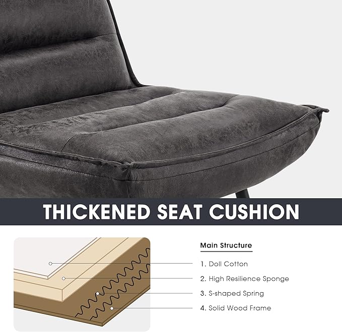 MCombo Wingback Accent Chair with Ottoman, Modern Bronzing Fabric Upholstered Club Chair for Small Space, Living Room 4400 (Dark Grey)