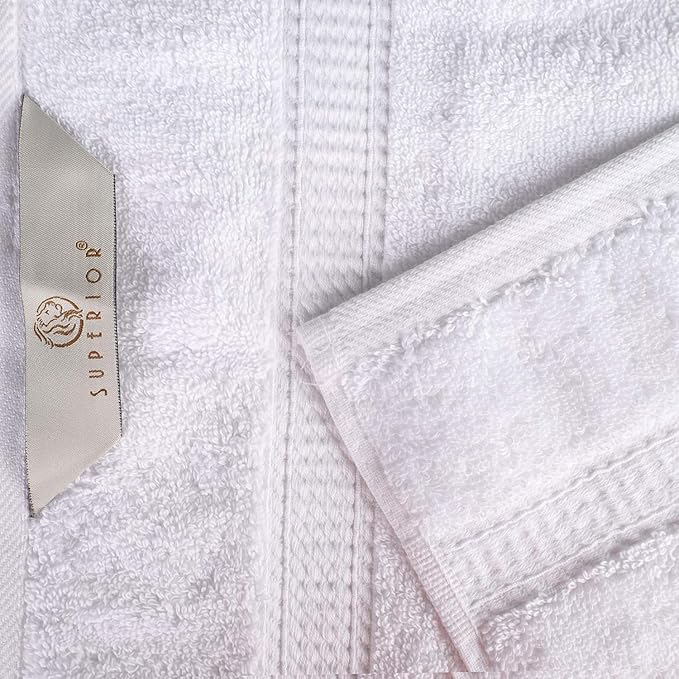 Superior Egyptian Cotton Pile Bath Towel Set of 4, Ultra Soft Luxury Towels, Thick Plush Essentials, Absorbent Heavyweight, Guest Bath, Hotel, Spa, Home Bathroom, Shower Basics, White