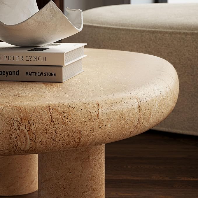 Modway Elowen Kidney Bean Shape Coffee Table in Travertine