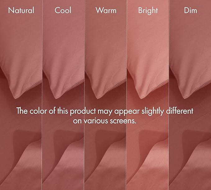 RUVANTI 100% Cotton Percale Sheets Queen Size 6 Piece Set, Cooling Bed Sheets for Hot Sleepers, Deep Pocket 16”, Breathable Lightweight & Durable, Crisp Hotel Style Sheets, Terracotta