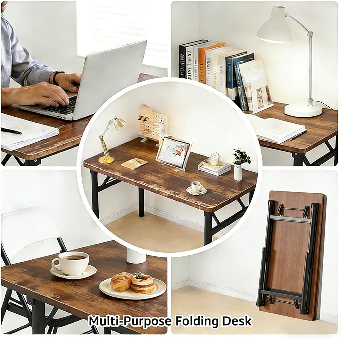 31.5 Inch Foldable Desks for Small Spaces, No Assembly Required Computer Desk Space-Saving Folding Study Table for Home Office