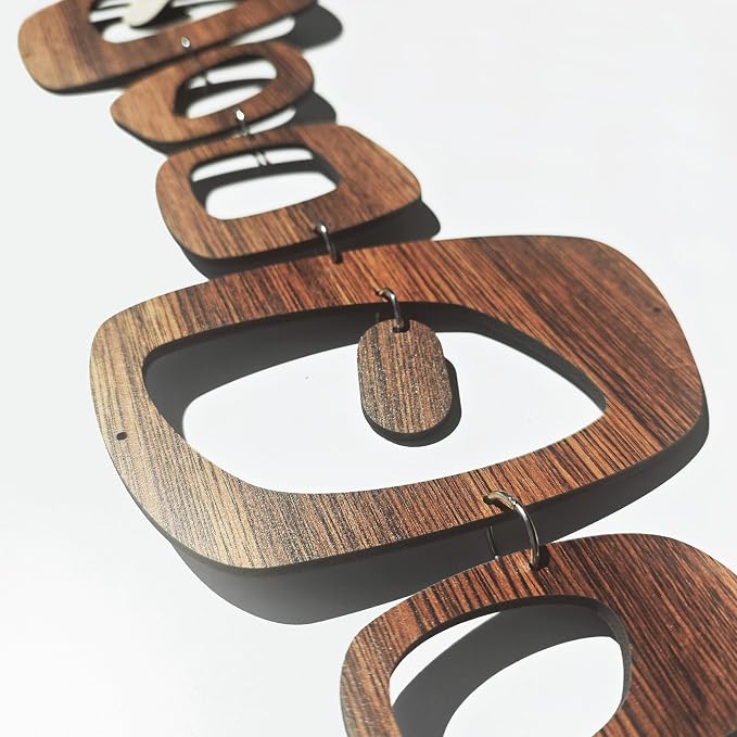 16PCS Retro Mid Century Modern Wall Art MCM Decor for Living Room Bedroom Kitchen Study, Walnut Wood Texture 16.5"x51.3"