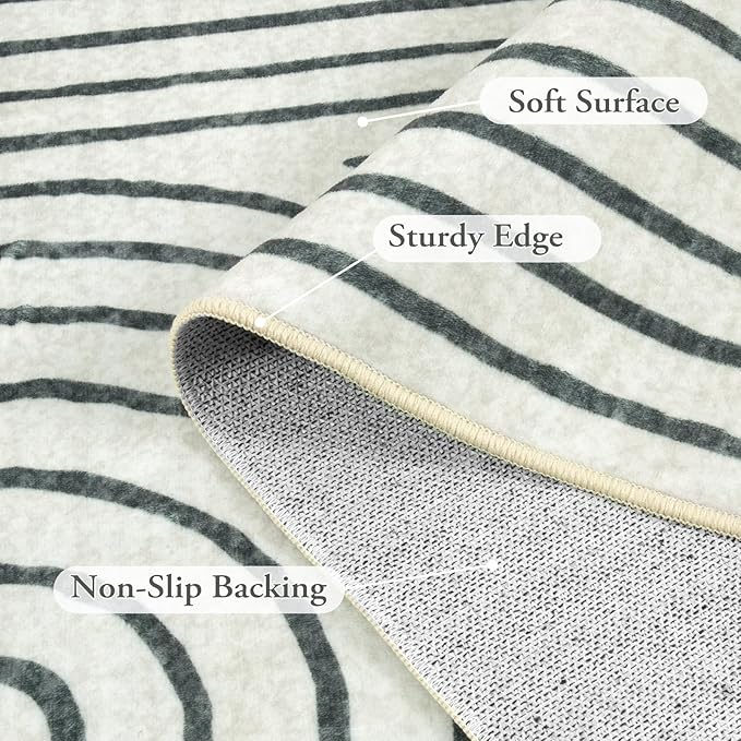 Lahome Abstract 10x14 Area Rugs for Living Room Bedroom, Soft Large Washable Rugs, Ultra-Thin Non-Slip Modern Dining Room Rug Non-Shedding Accent Carpet for Office Darrell, Grey/Beige