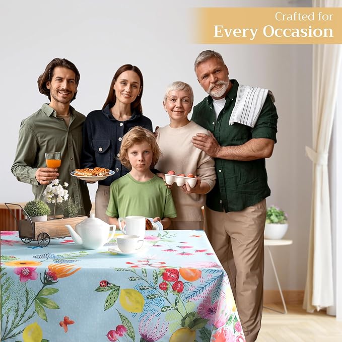 Maison d' Hermine Table Cloth Rectangle Table 100% Cotton 60 x 90 Inches Tablecloth Reusable Decorative for Dining Room Farmhouse Home Valentines Day Decorations Spring Summer - Jardin D'Ete - Mint