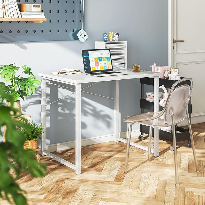 Coleshome 32 Inch Small Computer Desk, Modern Simple Style Desk for Home Office, Study Student Writing Table, White
