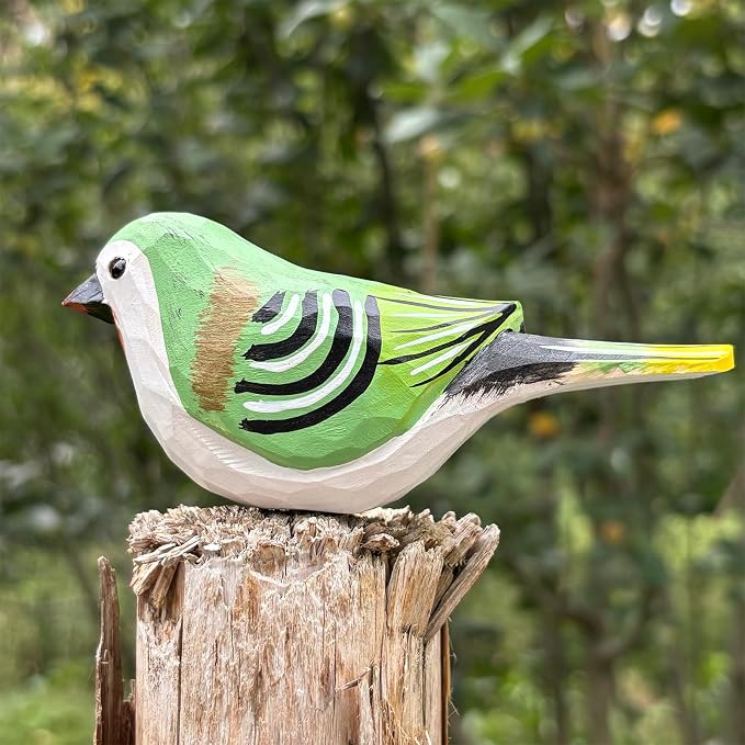 H&Zebrabro Hand Carved Bird Figurines, Hand-Painted Sculpted Wooden Birds, Wood Bird Sculptures for Home Decoration, Hand Crafted Life Like Bird Statues, Ideal Gifts for Bird Lovers (Jamaican Tody)
