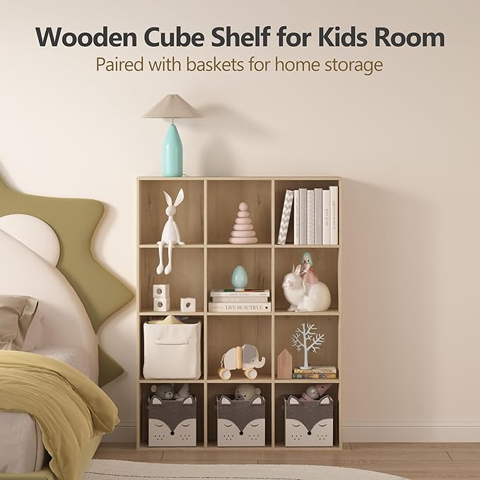 6 Cube Storage Organizer, Wooden Cube Shelves with Closed Back Panel, Reversible Bookcase, Cubes Closet Organizer for Home, Living Room, Kids Room, Office, Bedroom, Study, Hallway