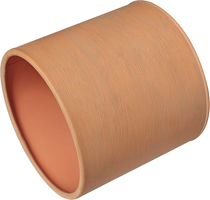 ARNIS Modern Plant Pots, Set of 2 Large Planters with Stand, Decorative Planters, Metal Pots with Drainage Holes for Living Room, Office, Garden or Balcony, 8.25 &10.5 Inch, Terracotta