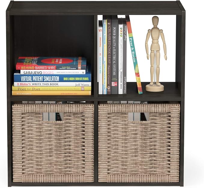 Furinno Pelli Cubic Storage Cabinet, 2x2, Espresso