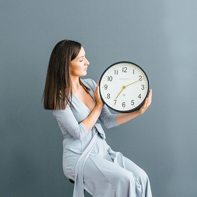 NEWGATE® Master Edwards wall Clock | Mid-Century Style Clock | 12 inch | Deep Metal case in matt Dark Gray | Modern Retro Design for Kitchen, Living Room or Office