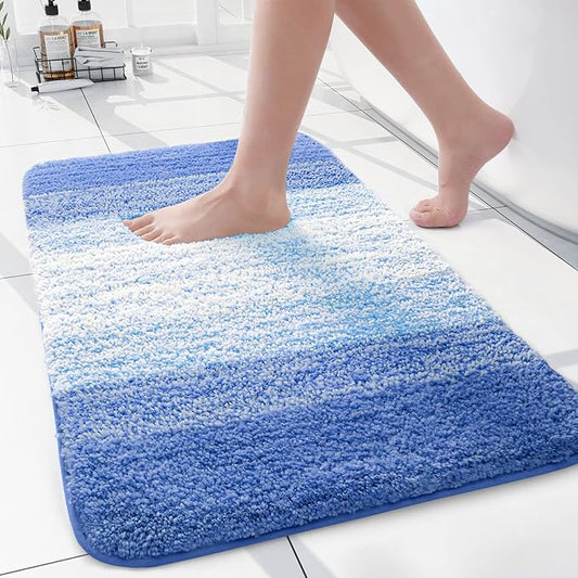 Arotive Microfiber Bathroom Rugs, Shaggy Soft and Absorbent Bath Rug, Non-Slip, Thick Plush Machine Washable Dry Bath Mats for Bathroom, Tub and Shower, 24x16, Light Royal Blue, Rectangular