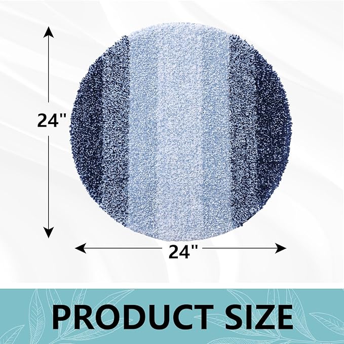 Arotive Microfiber Bathroom Rugs, Shaggy Soft and Absorbent Bath Rug, Non-Slip, Thick Plush Machine Washable Dry Bath Mats for Bathroom, Tub and Shower, 24x24, Dark Blue, Round